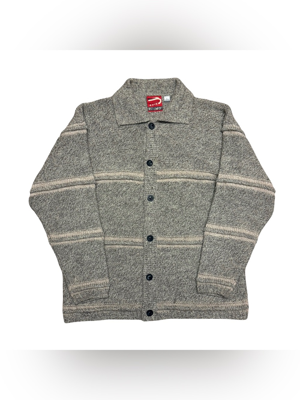 Vintage Buster Best Comfort Wool Knit Button Up Sweater Made in Hong Kong Large